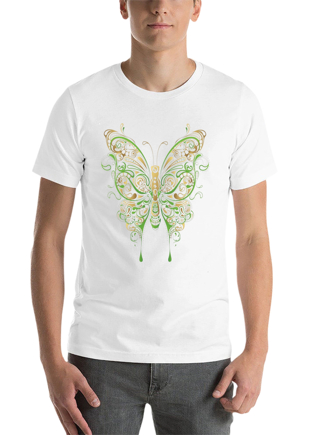 Butterfly Graphic Print Mens Black T-Shirt