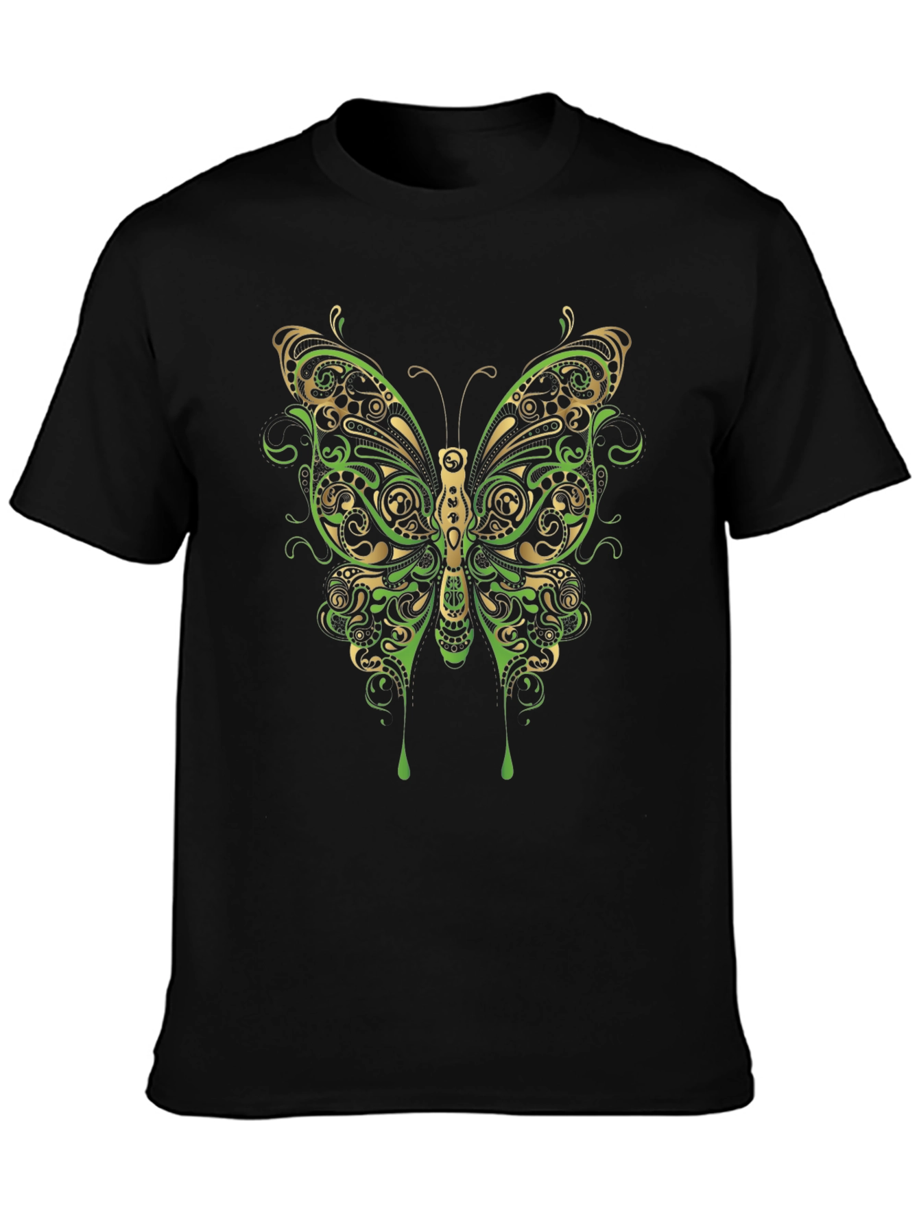 Butterfly Graphic Print Mens Black T-Shirt