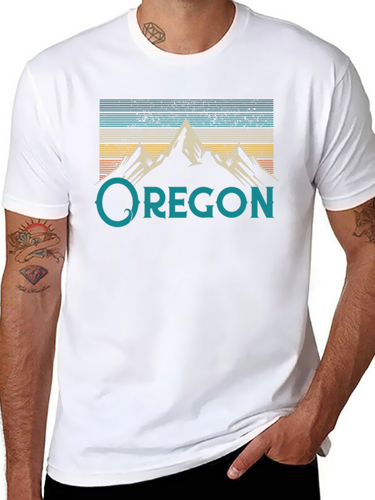 Oregon Mountain Graphic Tee - Retro Style