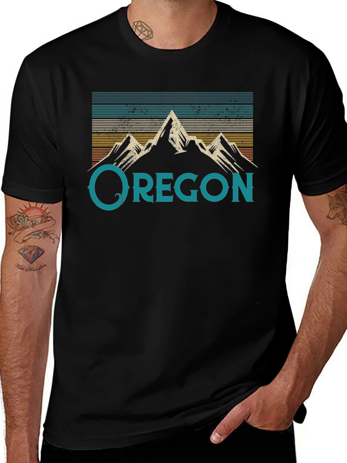 Oregon Mountain Graphic Tee - Retro Style