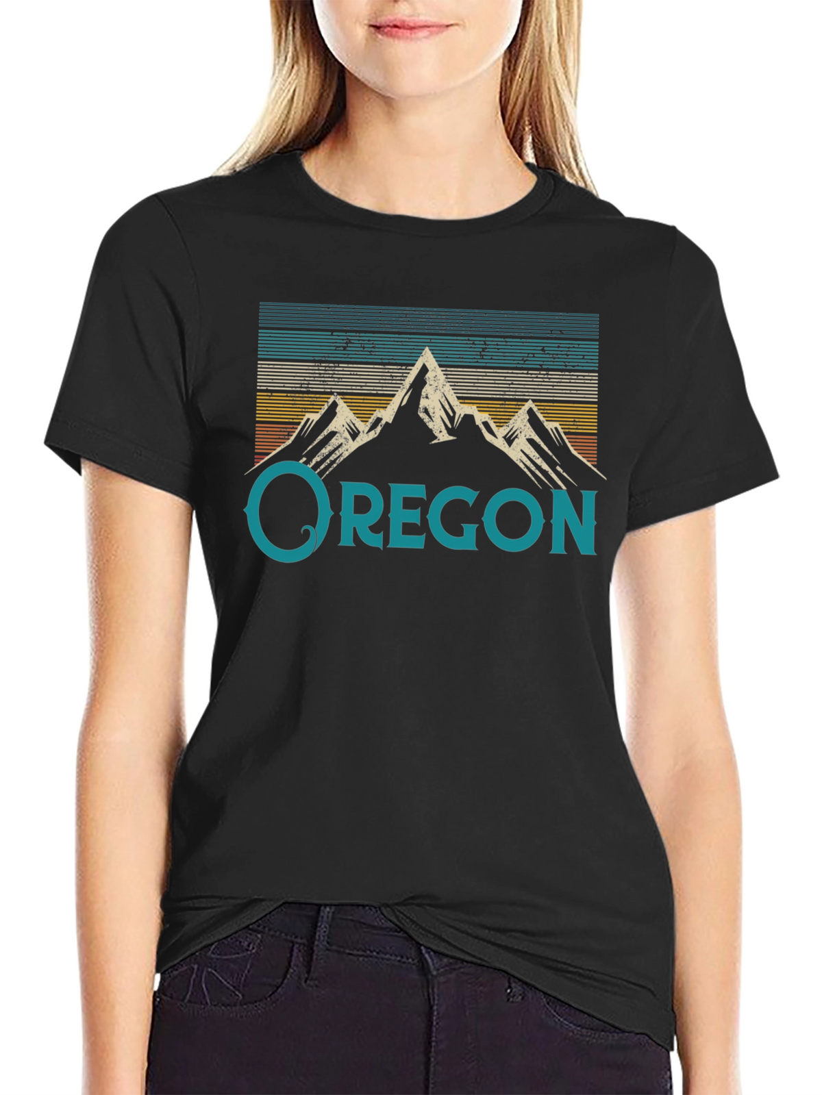 Oregon Mountain Graphic Tee - Retro Style