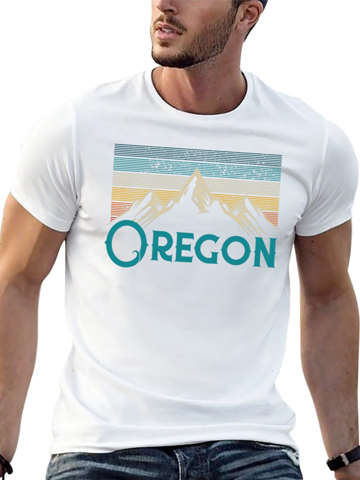 Oregon Mountain Graphic Tee - Retro Style