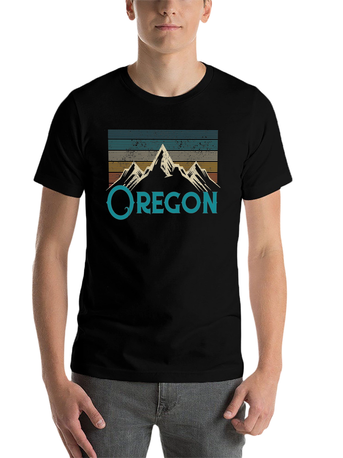 Oregon Mountain Graphic Tee - Retro Style