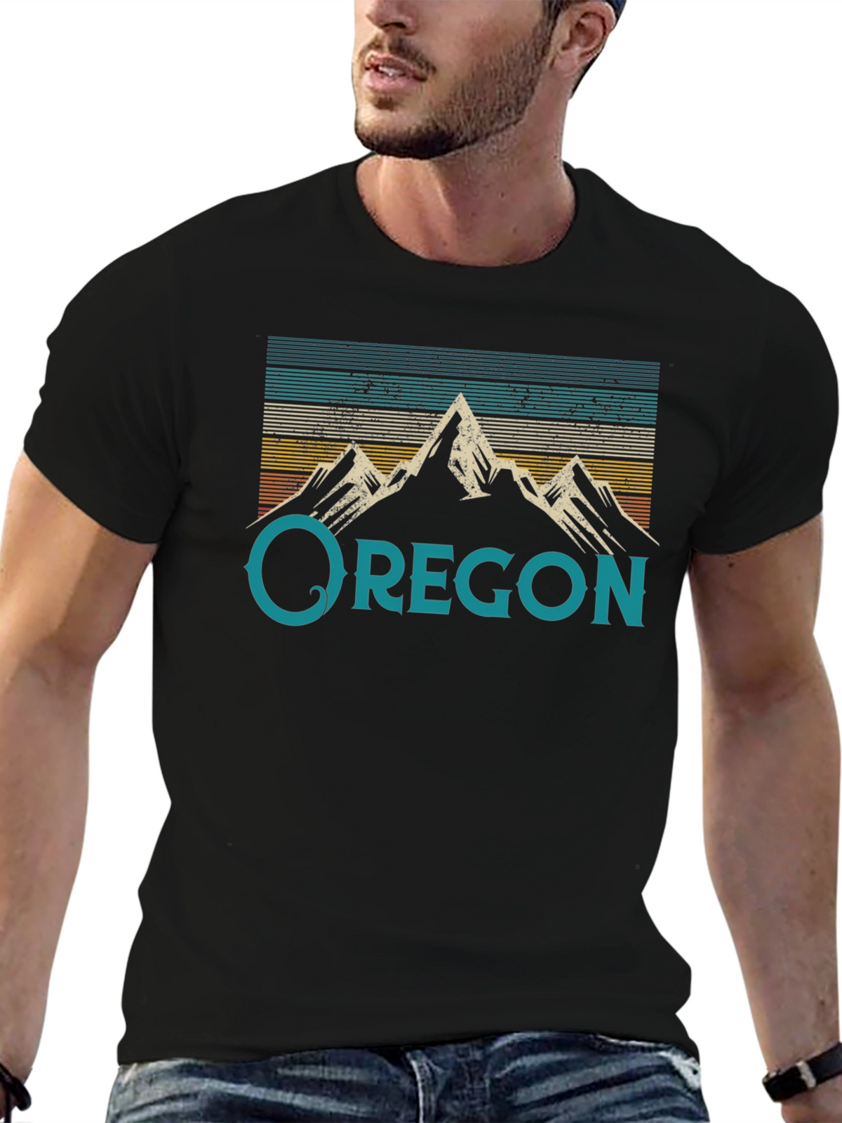 Oregon Mountain Graphic Tee - Retro Style