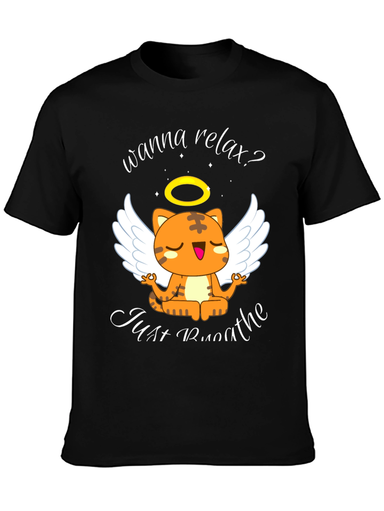 Relax Cat T-Shirt - Wanna Relax? Just Breathe Tee