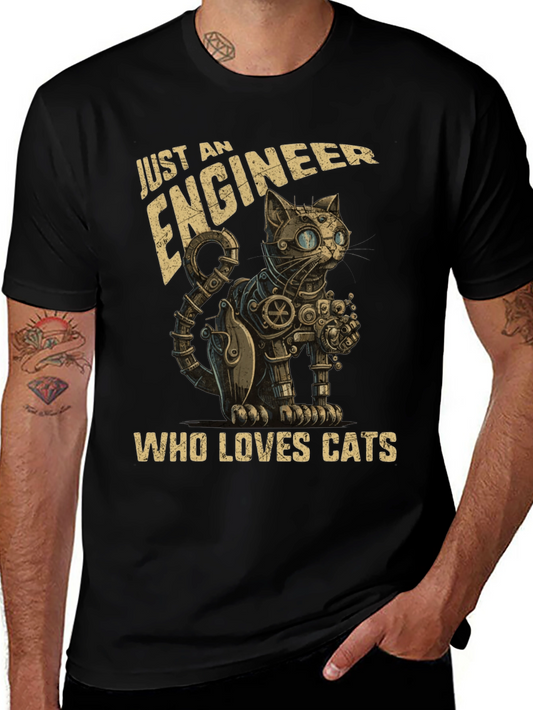 Engineer Cat Lover T-Shirt - Steampunk Style