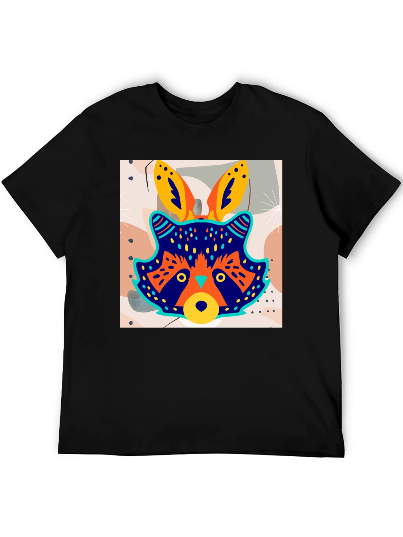 Funky Raccoon Graphic Tee - Stylish Mens Black T-Shirt