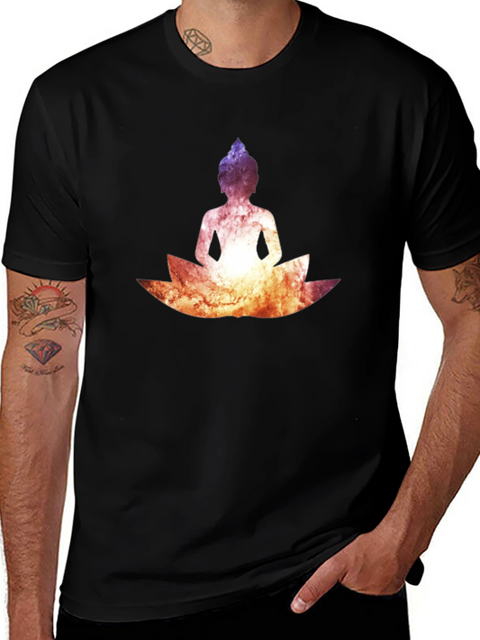 Buddha Lotus Graphic Tee - Cosmic Black T-Shirt