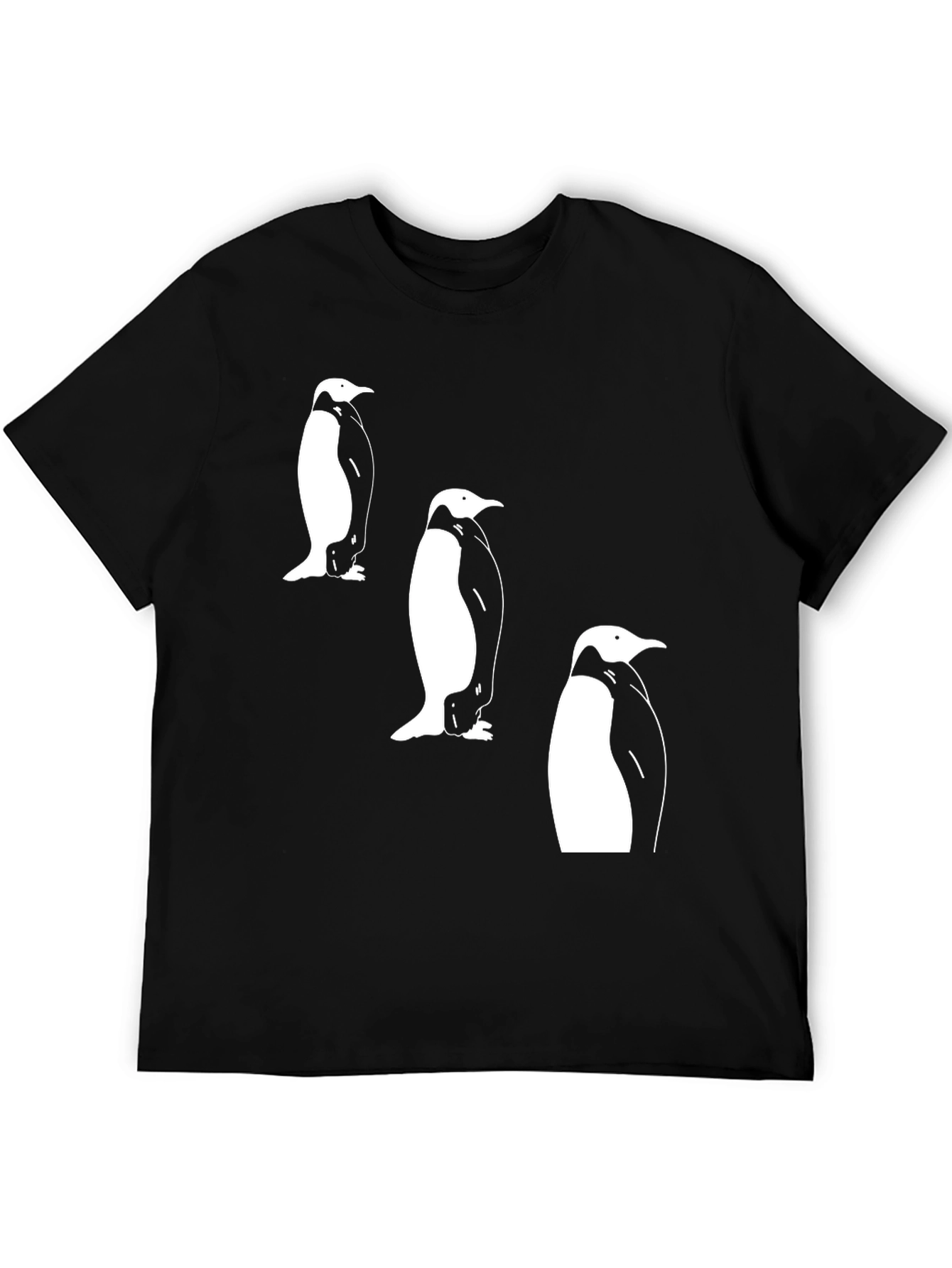 Penguin Trio Graphic Tee - Black Cotton T-Shirt