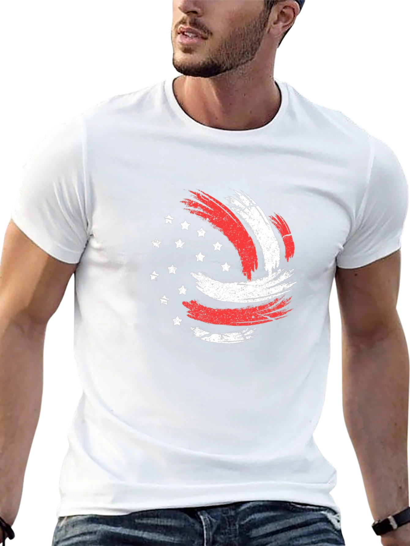 Patriotic Volleyball Graphic Tee - USA Pride