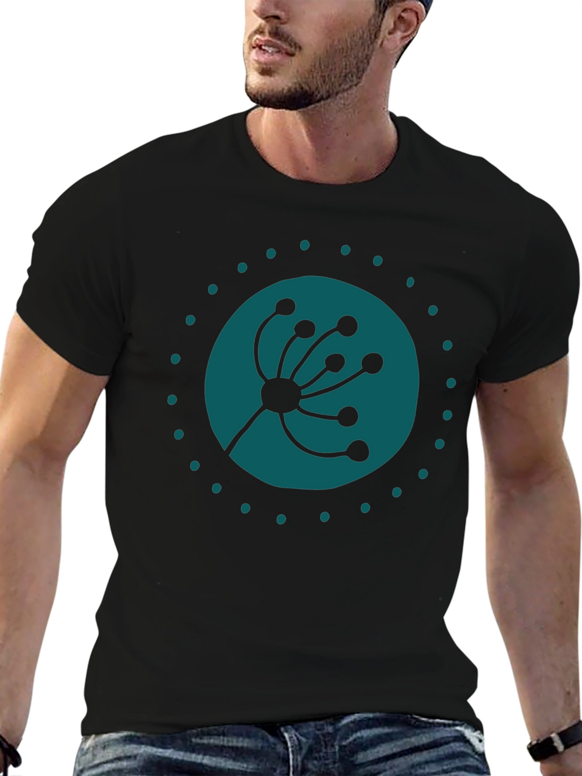 Modern Botanical Graphic Tee - Black Cotton Comfort