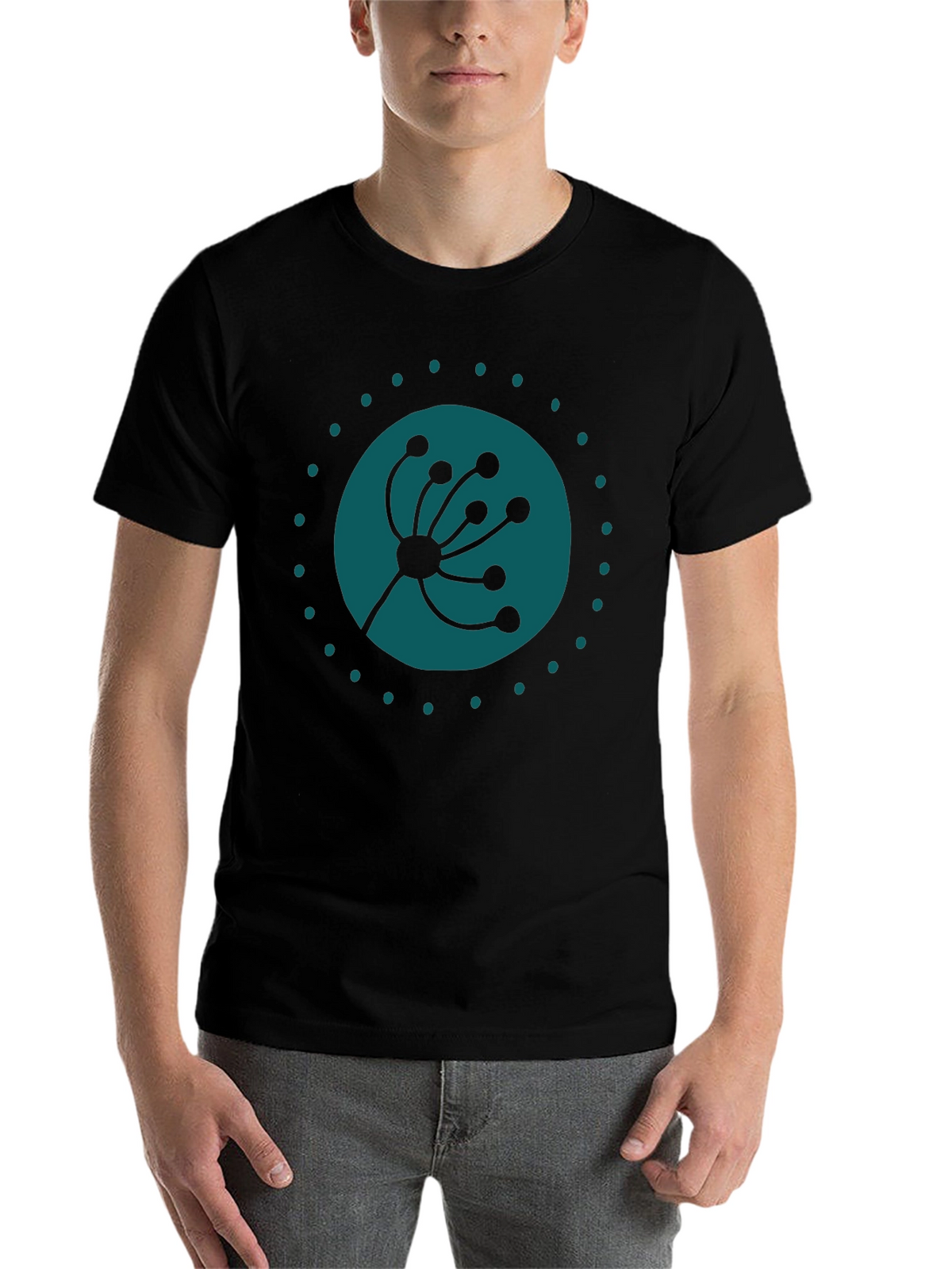Modern Botanical Graphic Tee - Black Cotton Comfort