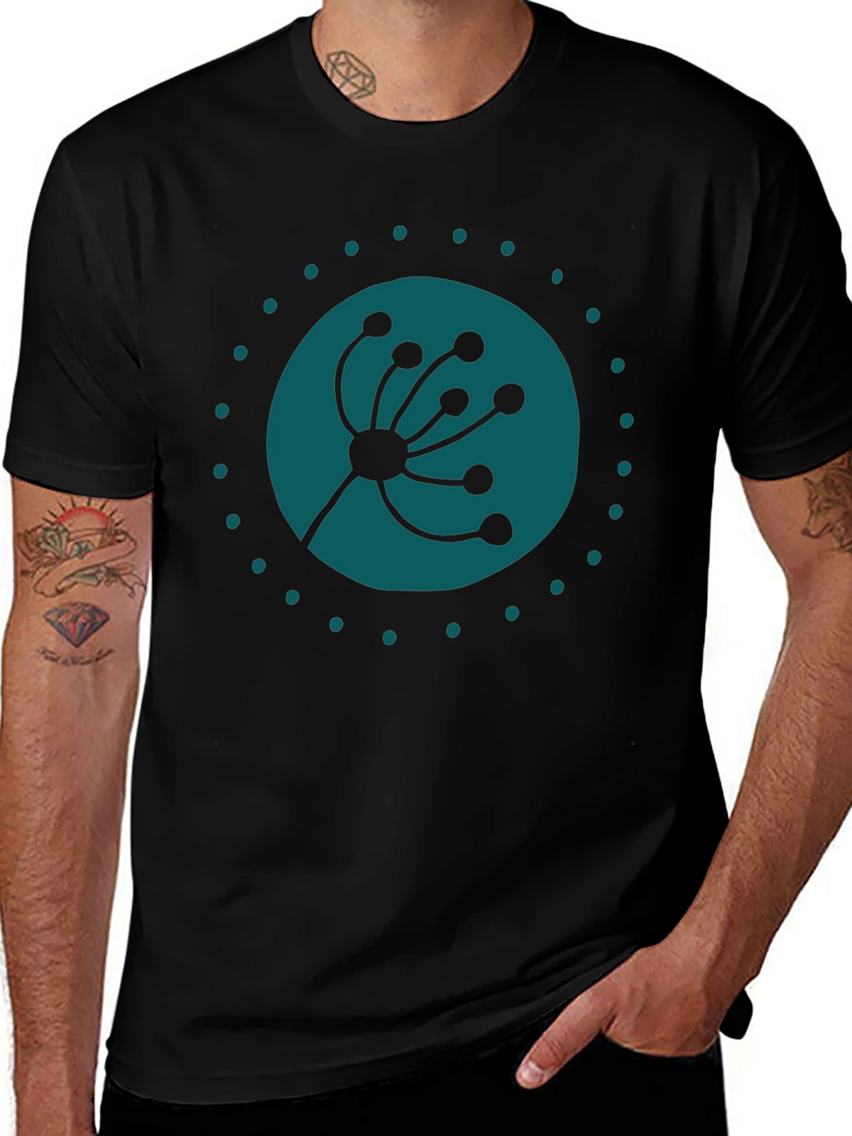 Modern Botanical Graphic Tee - Black Cotton Comfort