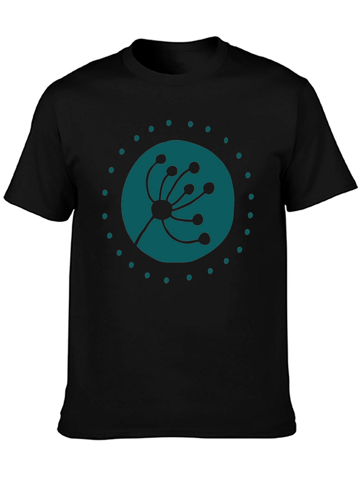 Modern Botanical Graphic Tee - Black Cotton Comfort