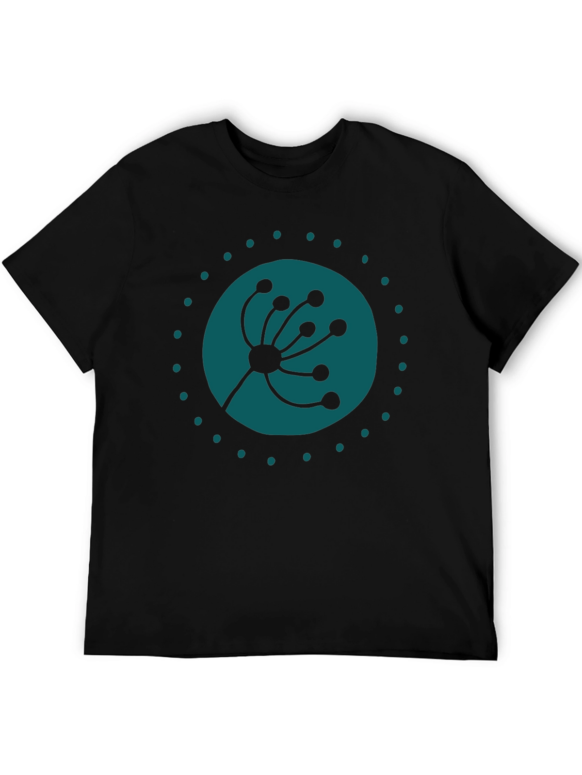Modern Botanical Graphic Tee - Black Cotton Comfort