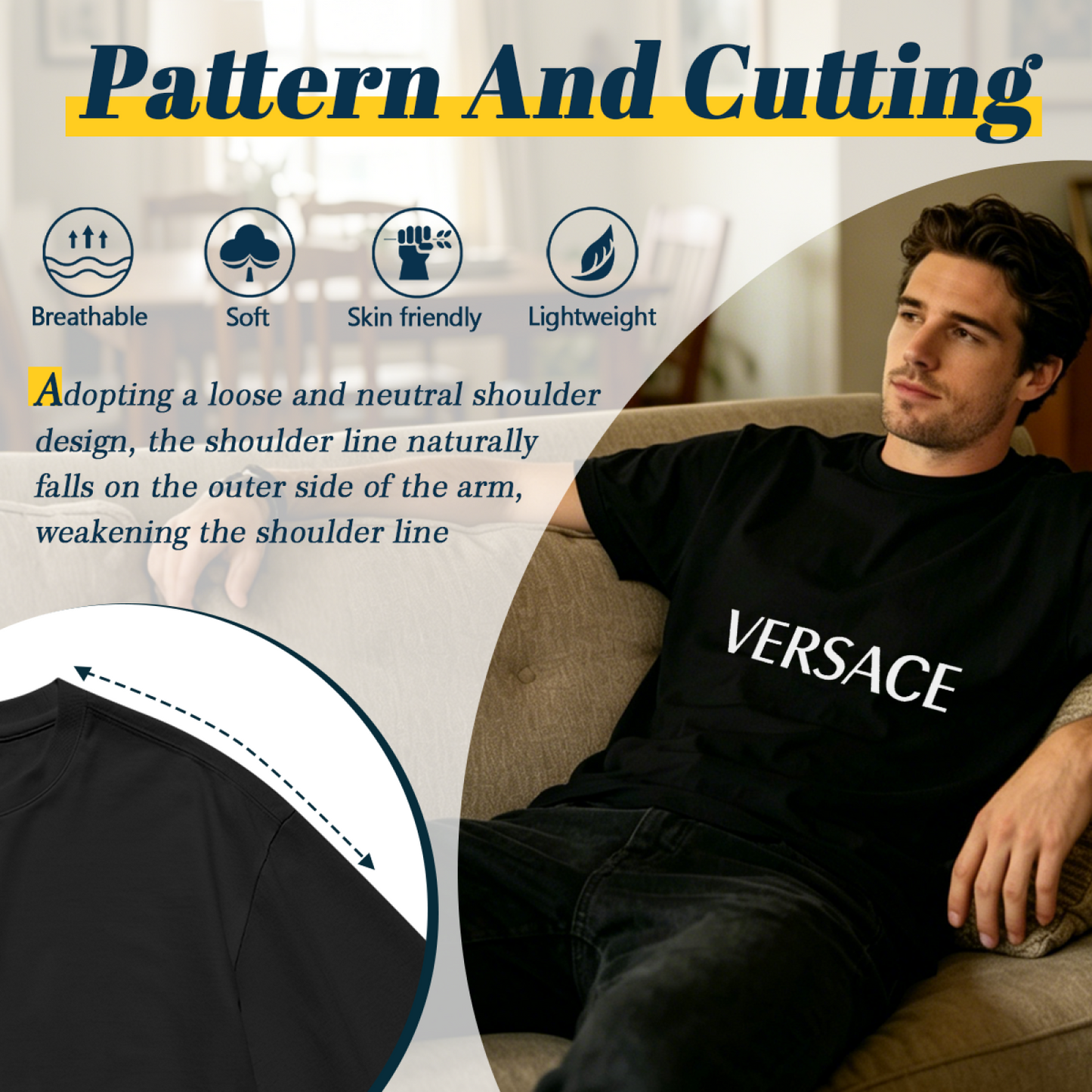 Men's Vintage Retro Line Art Graphic Casual Crew Neck T-Shirt