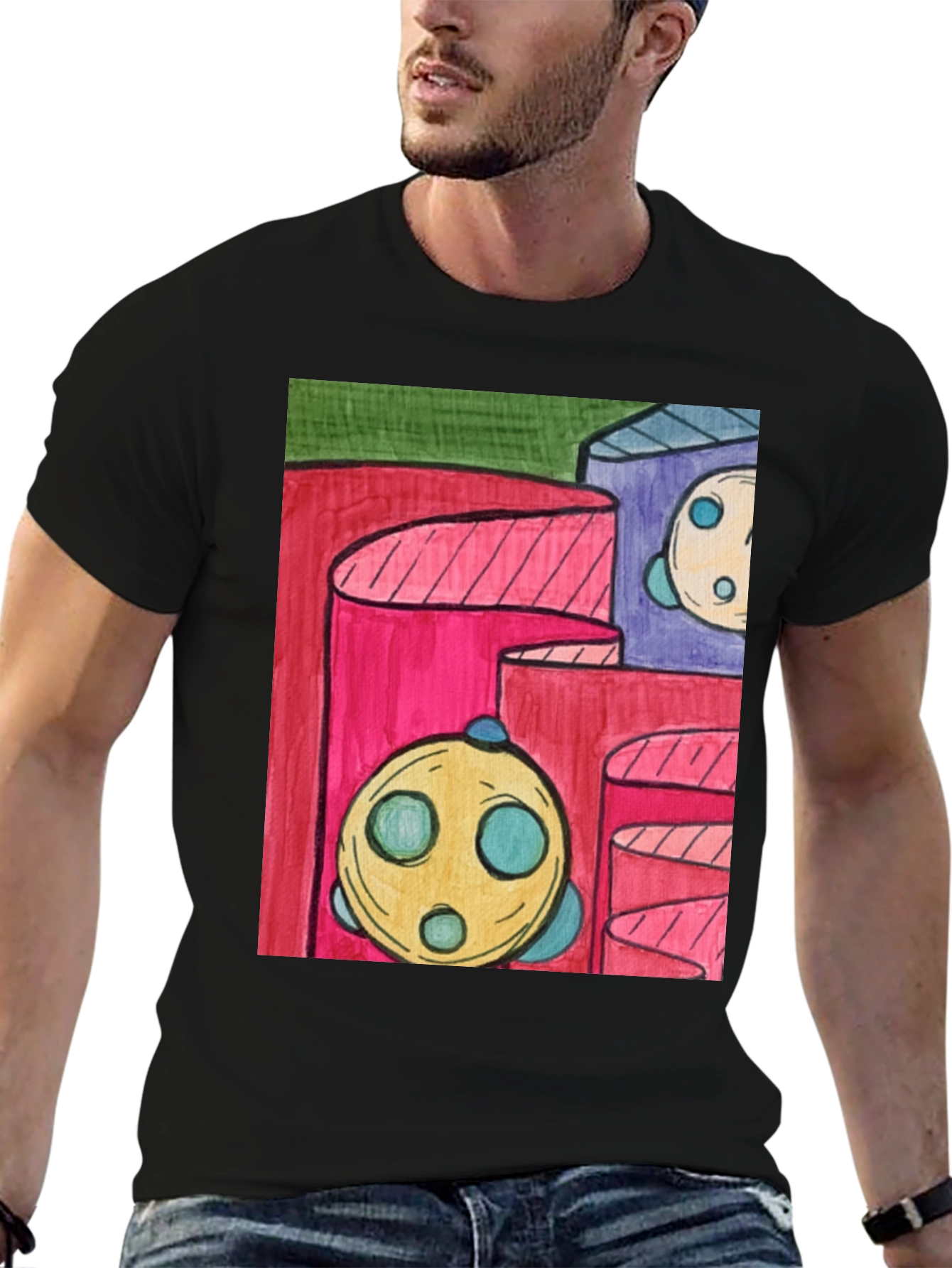 Abstract Graphic Print T-Shirt - Modern Art Tee