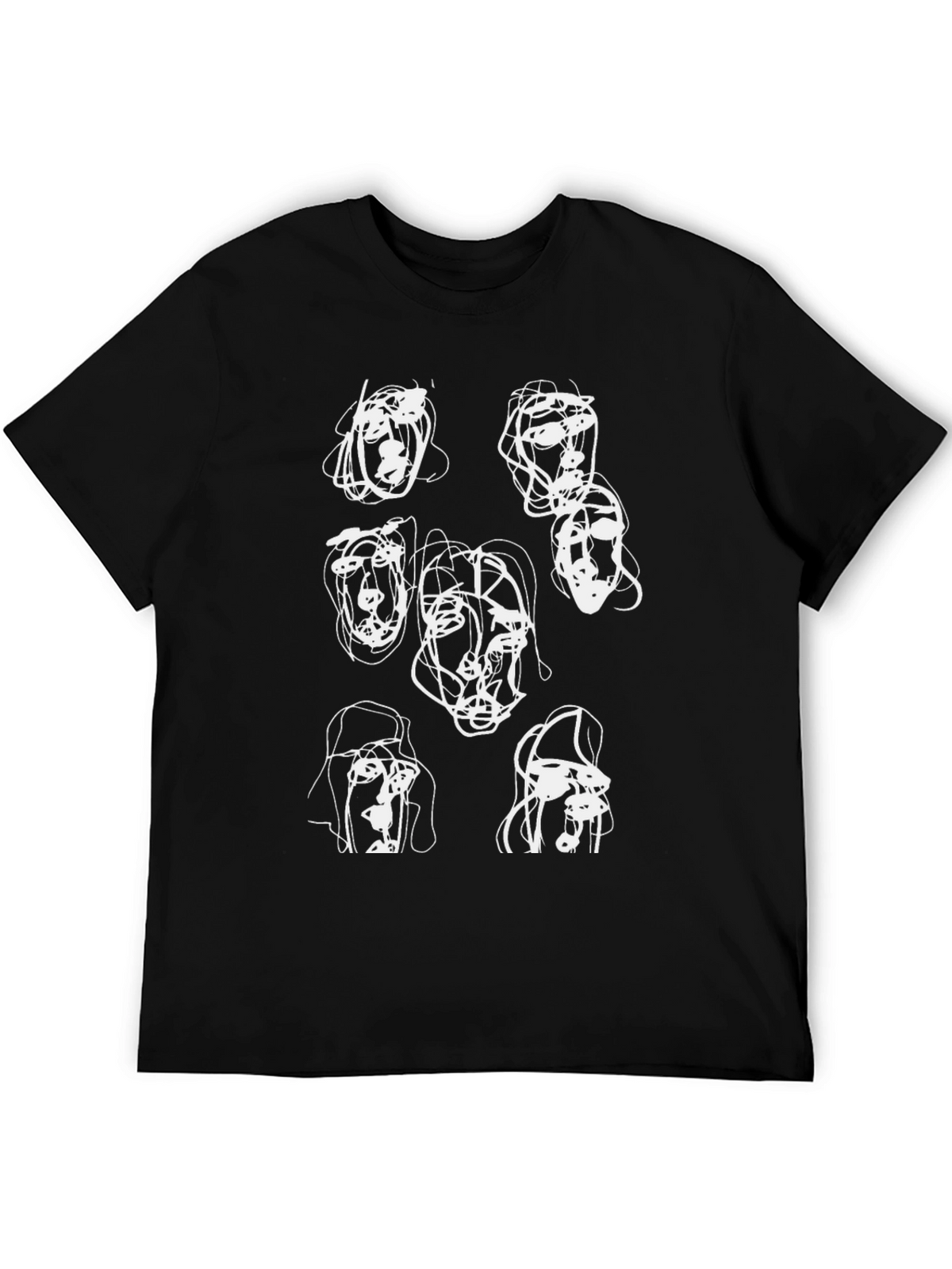 Abstract Faces Black Graphic Tee