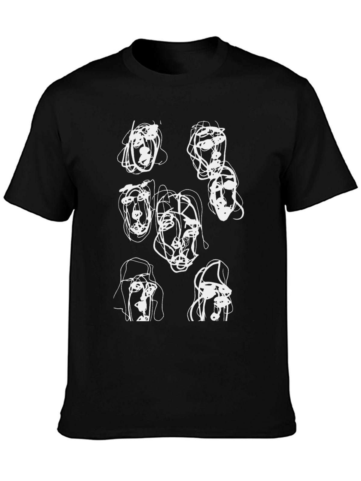 Abstract Faces Black Graphic Tee