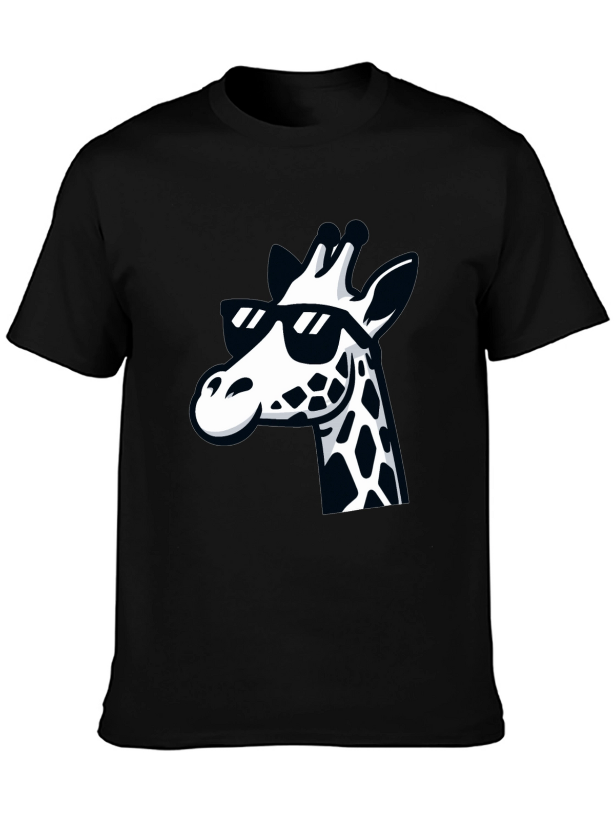 Cool Giraffe Graphic Tee - Black Crewneck T-Shirt