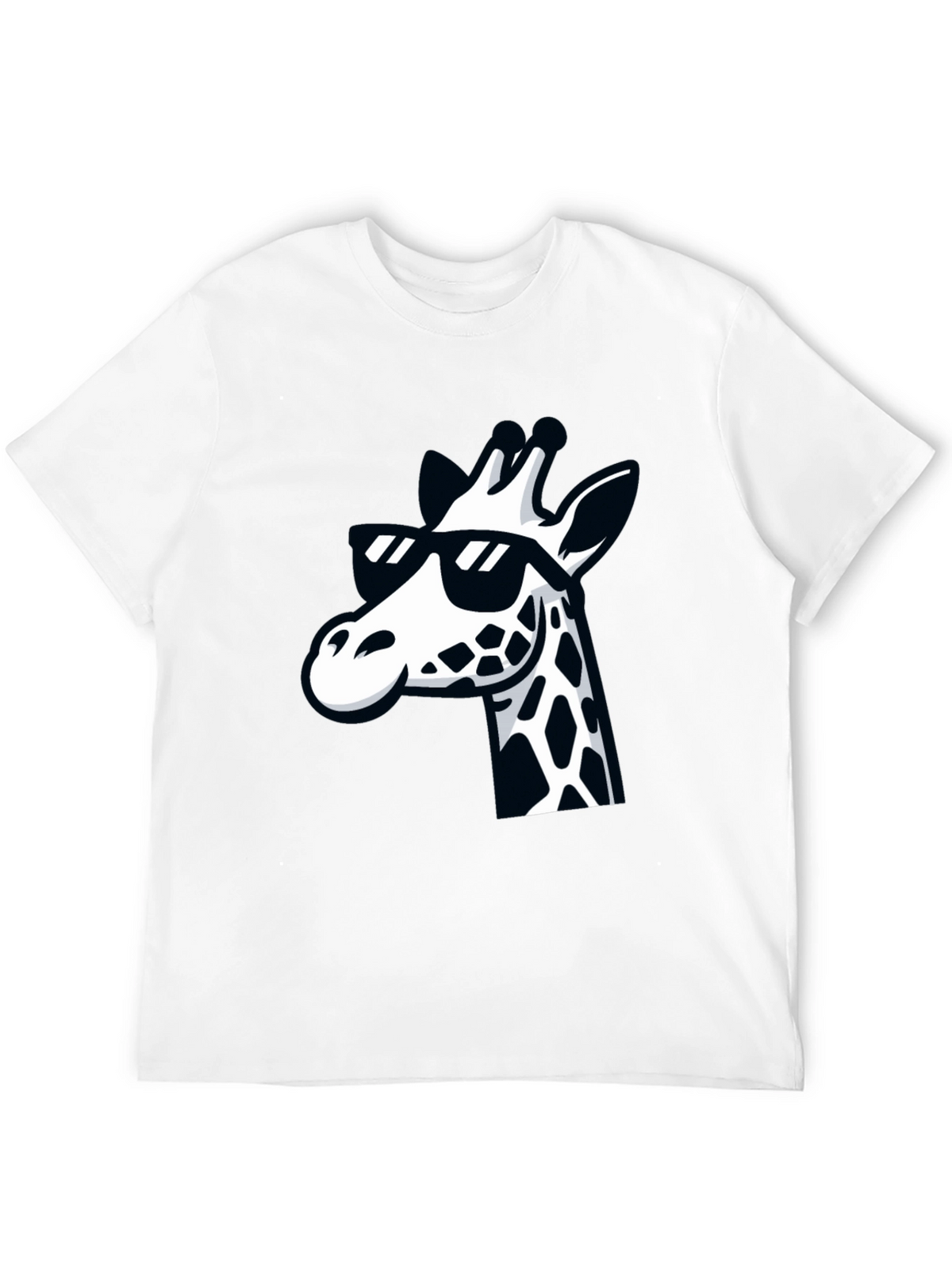 Cool Giraffe Graphic Tee - Black Crewneck T-Shirt