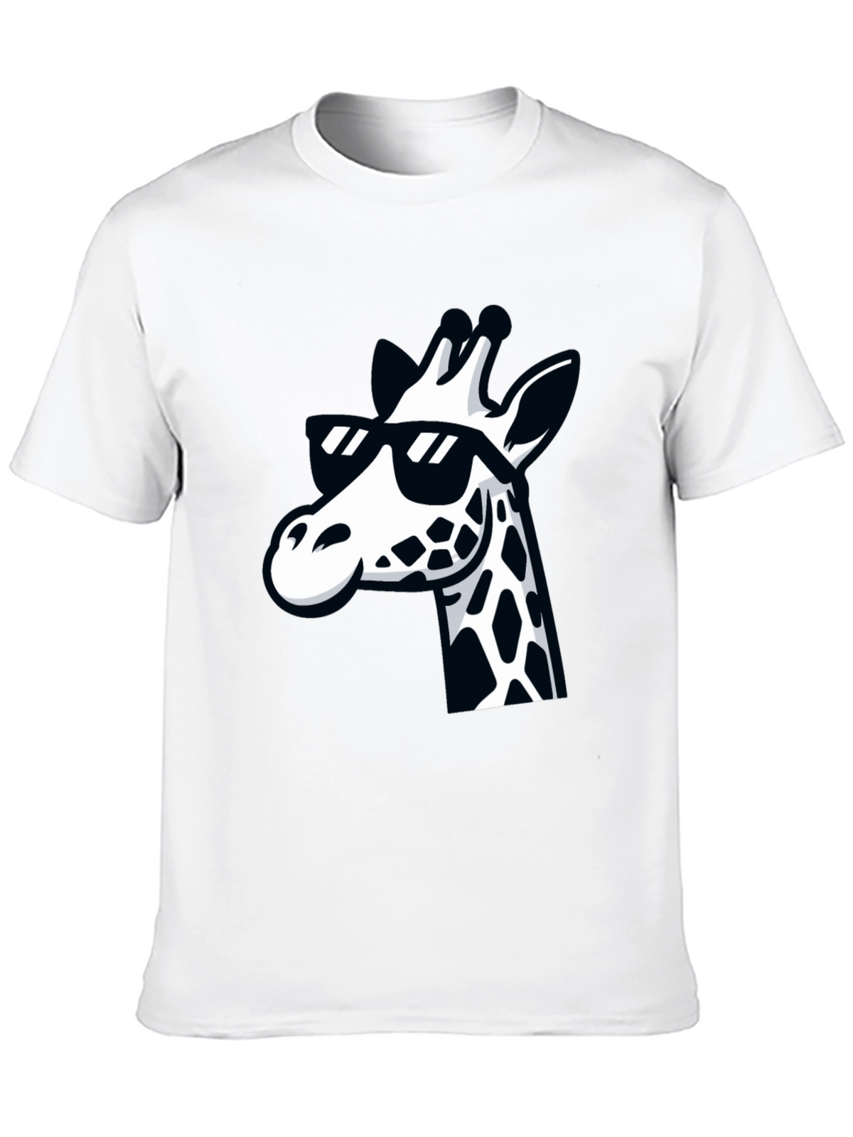 Cool Giraffe Graphic Tee - Black Crewneck T-Shirt