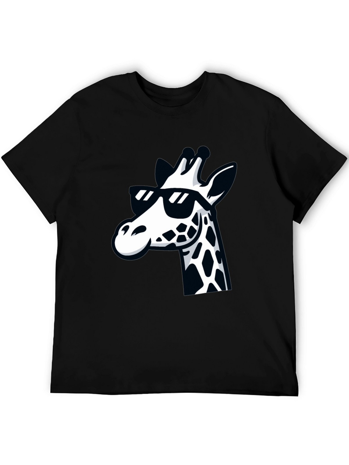 Cool Giraffe Graphic Tee - Black Crewneck T-Shirt