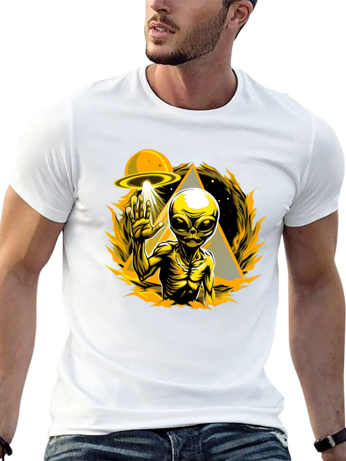 UFO Alien Graphic T-Shirt - Sci-Fi Novelty Tee