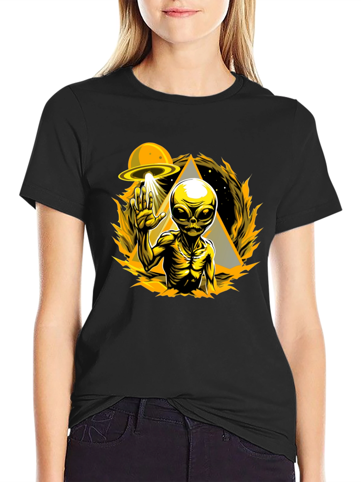 UFO Alien Graphic T-Shirt - Sci-Fi Novelty Tee