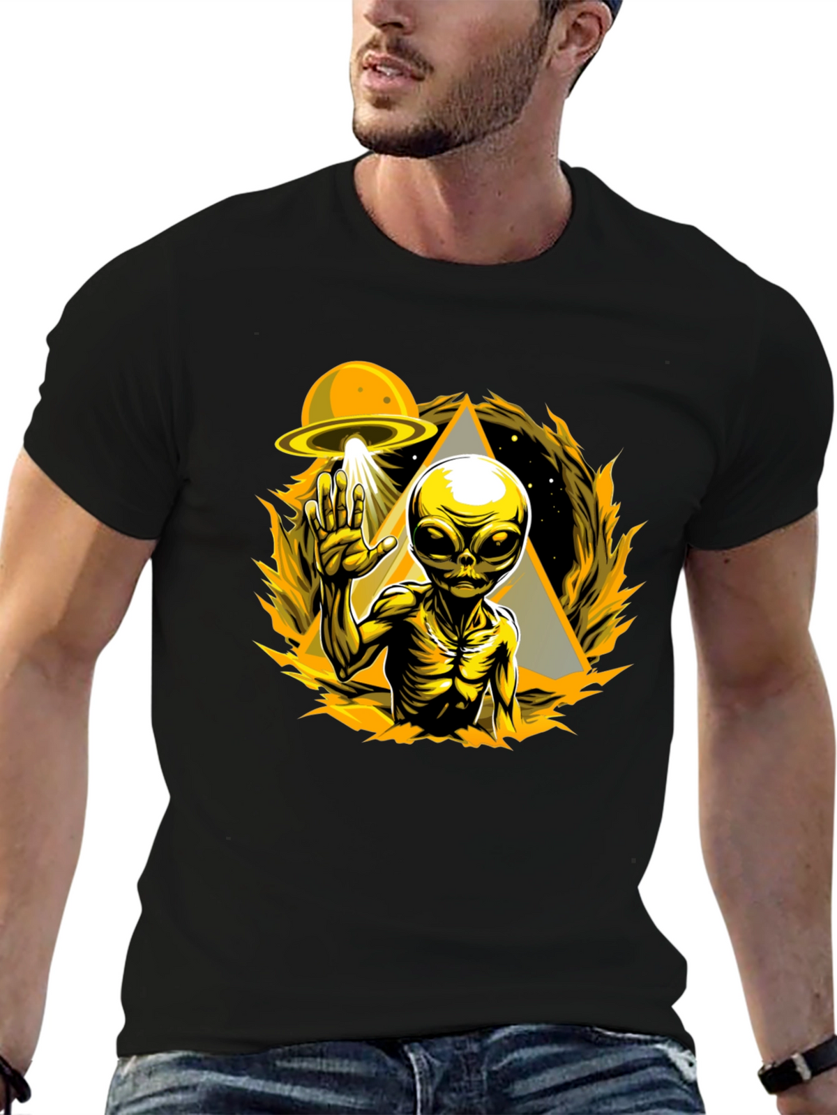 UFO Alien Graphic T-Shirt - Sci-Fi Novelty Tee