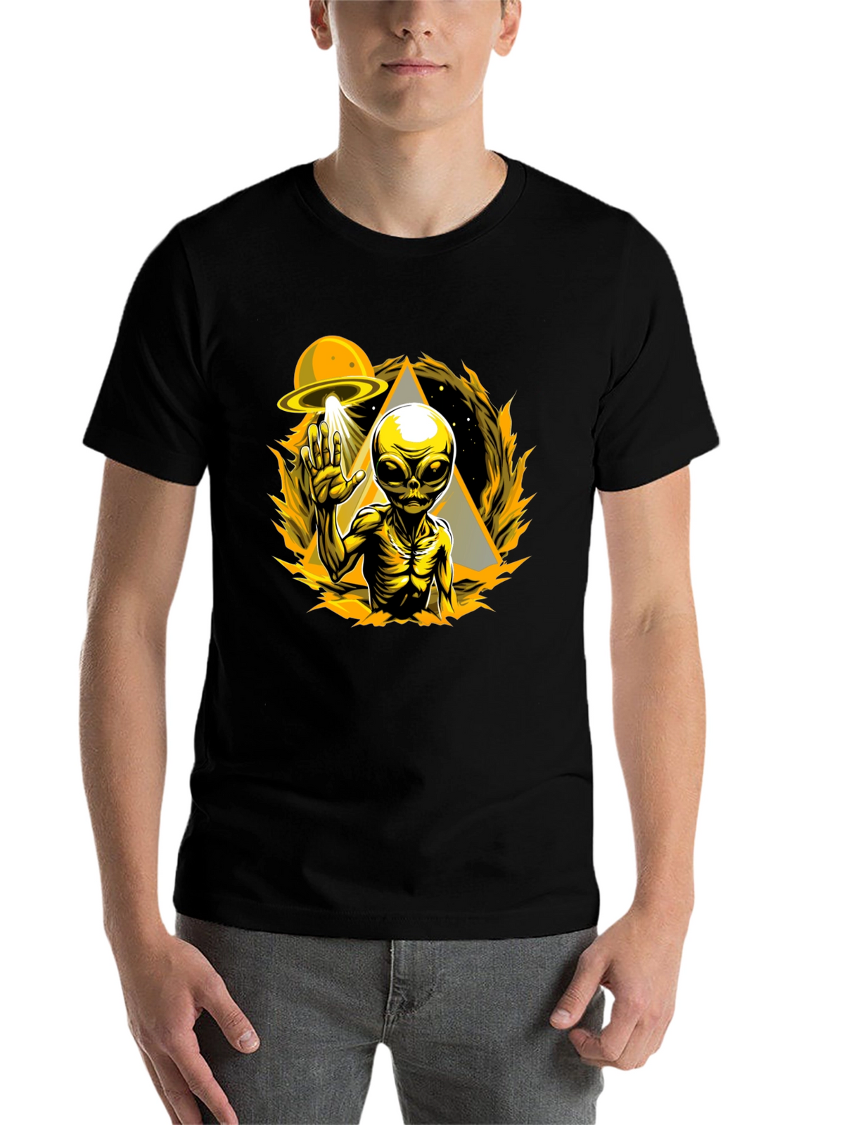 UFO Alien Graphic T-Shirt - Sci-Fi Novelty Tee