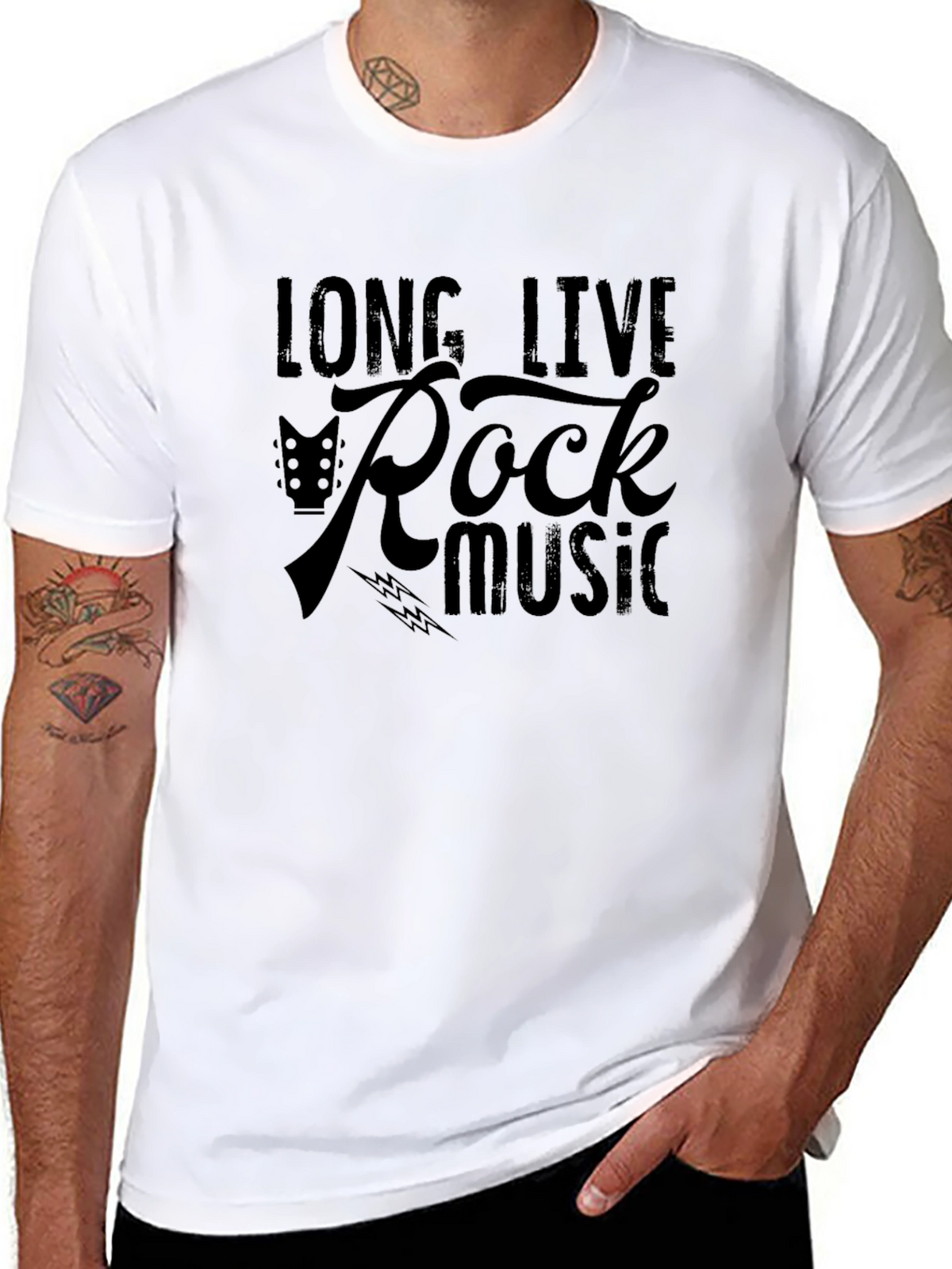 Long Live Rock Music Graphic Tee - Black