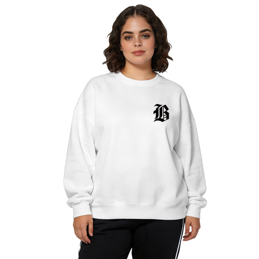 Gothic Old?English Letter B Chest Print Crewneck Sweatshirt