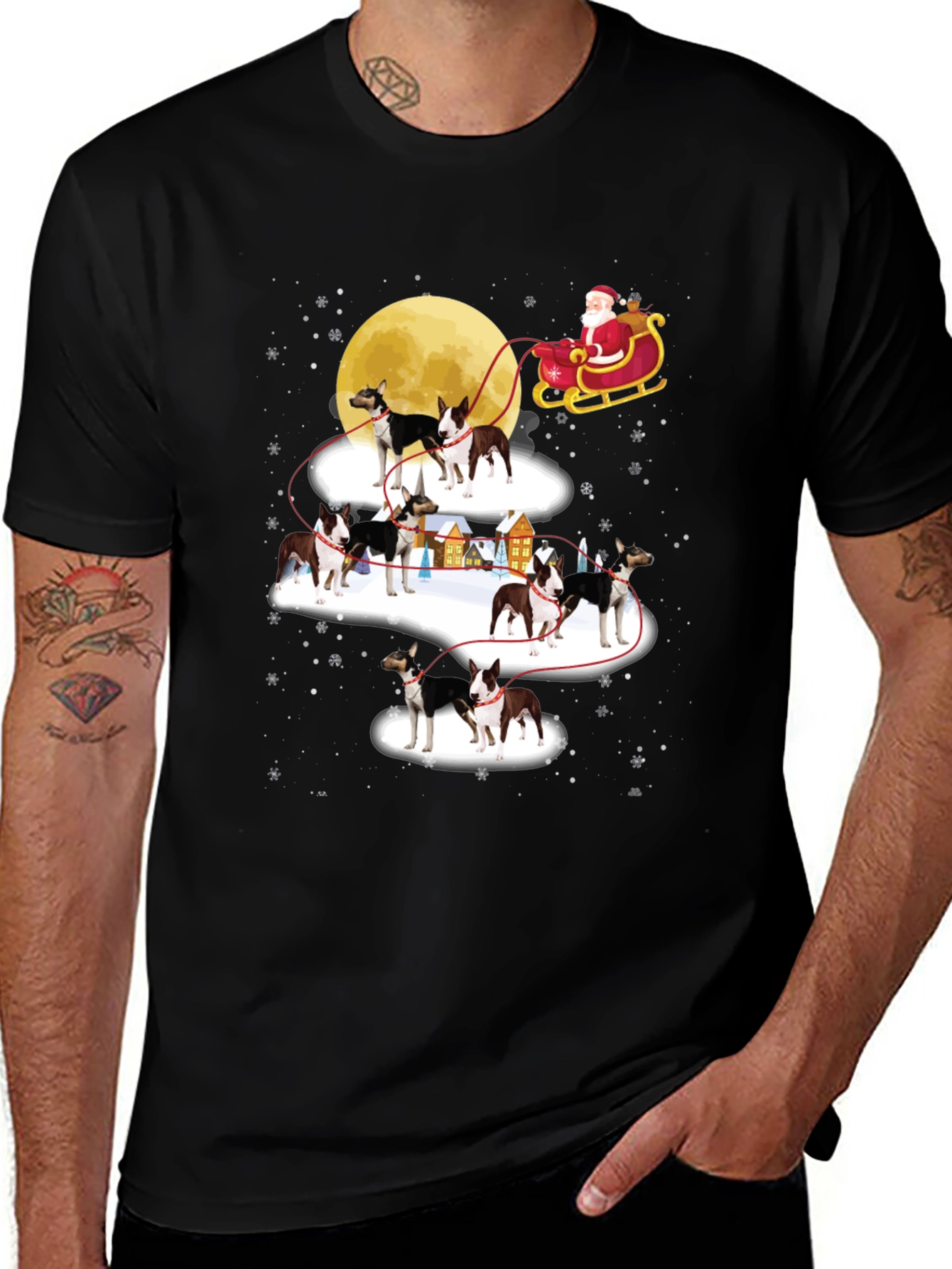 Christmas Dog Sled T-Shirt Santa Claus Holiday
