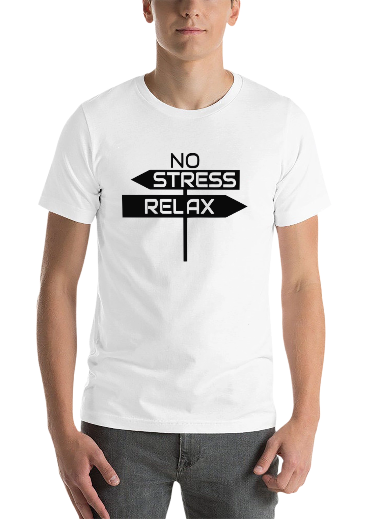 No Stress Relax Graphic T-Shirt - Black Casual Tee
