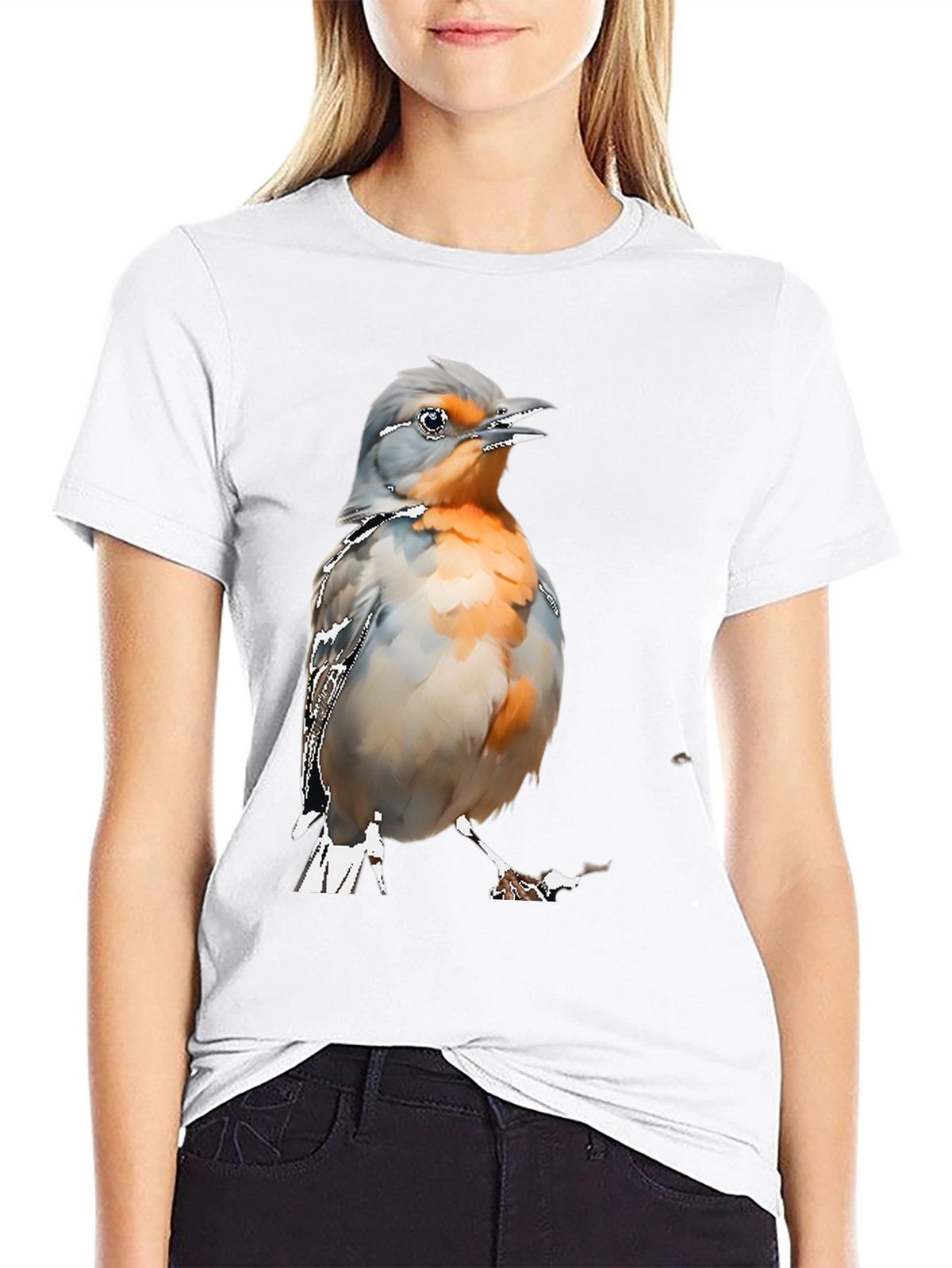 Bird Graphic Tee - Mens Black Cotton T-Shirt