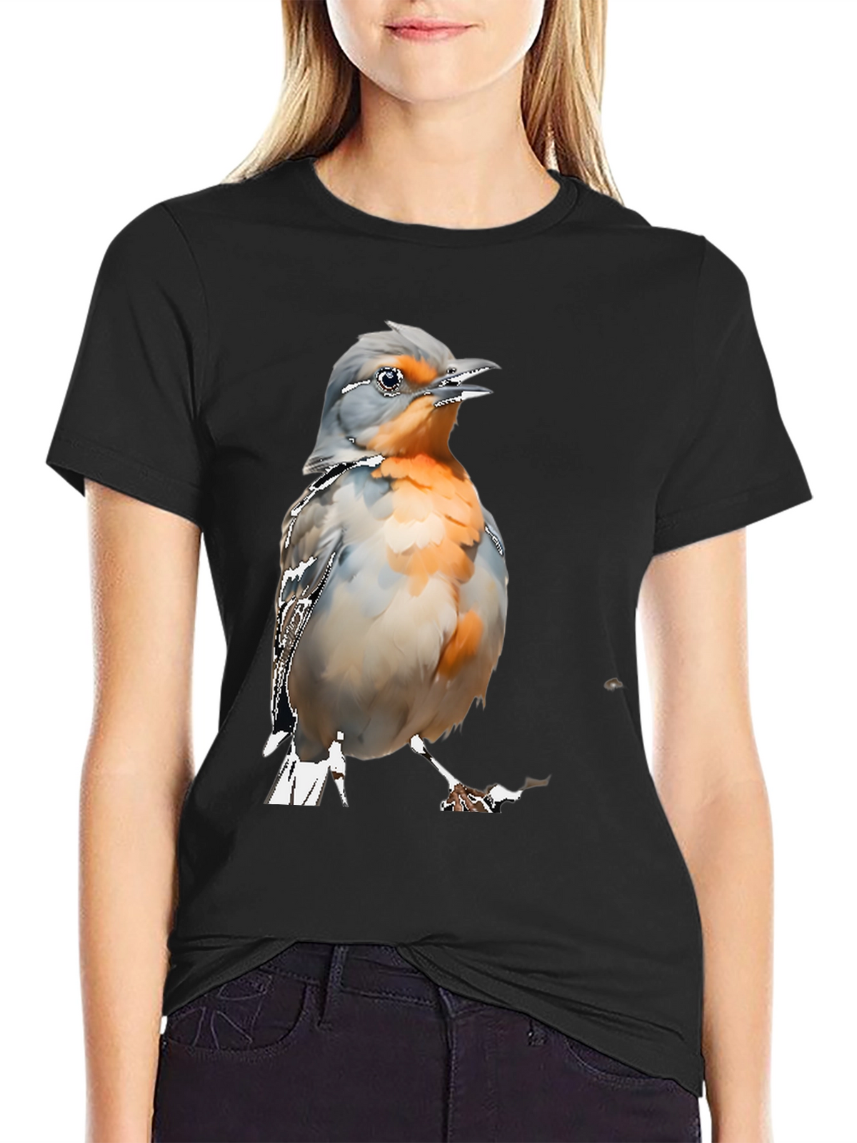 Bird Graphic Tee - Mens Black Cotton T-Shirt