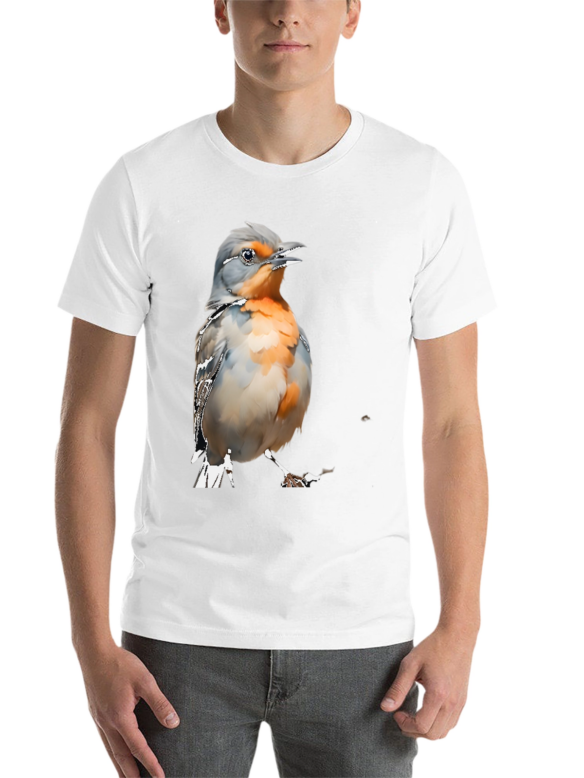 Bird Graphic Tee - Mens Black Cotton T-Shirt