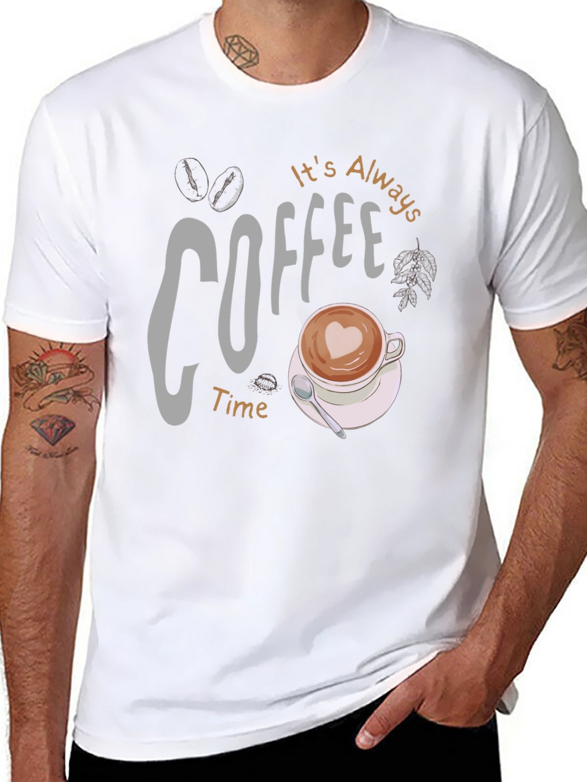 Coffee Time Graphic Tee - Black Casual Shirt