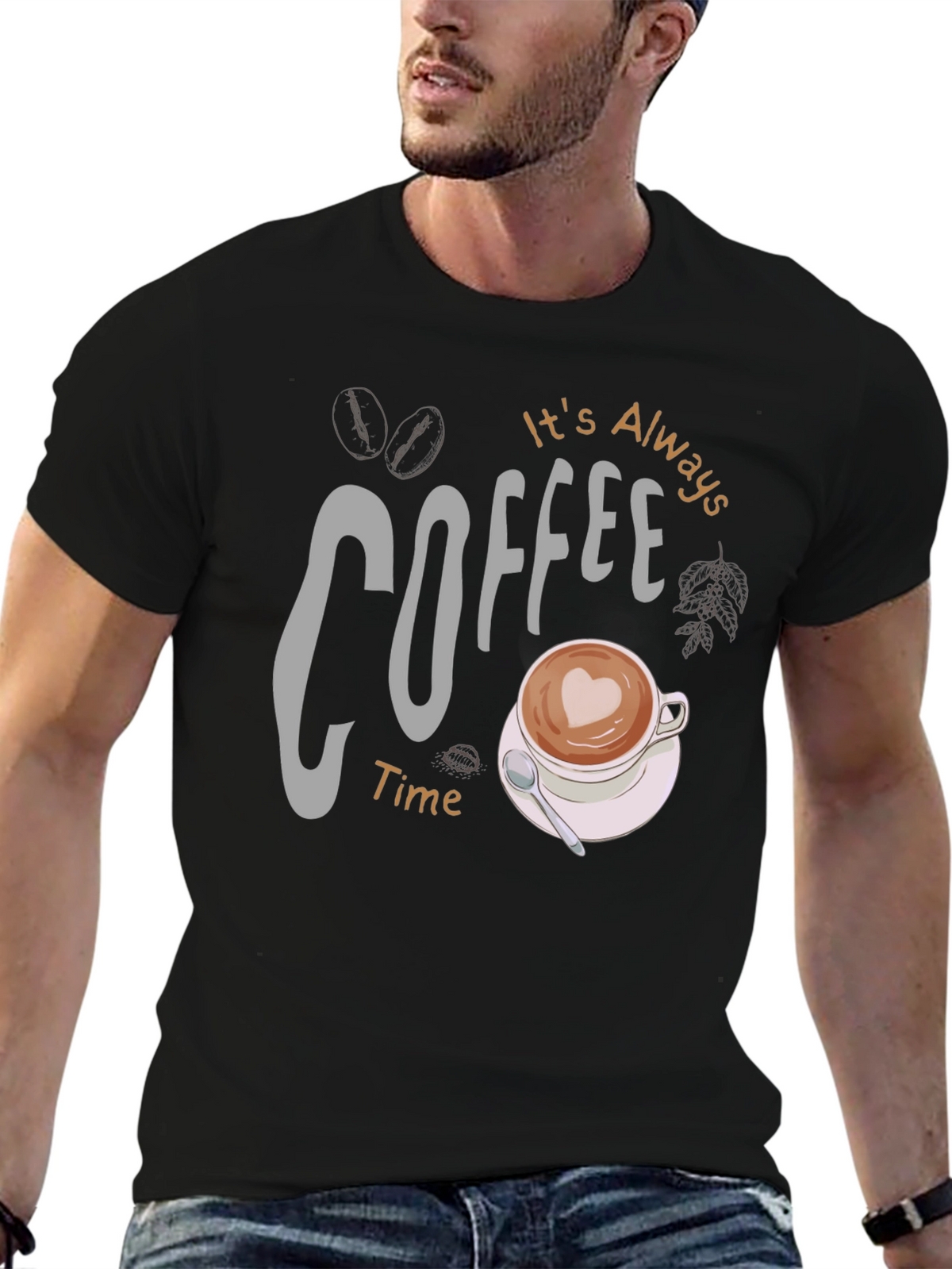 Coffee Time Graphic Tee - Black Casual Shirt