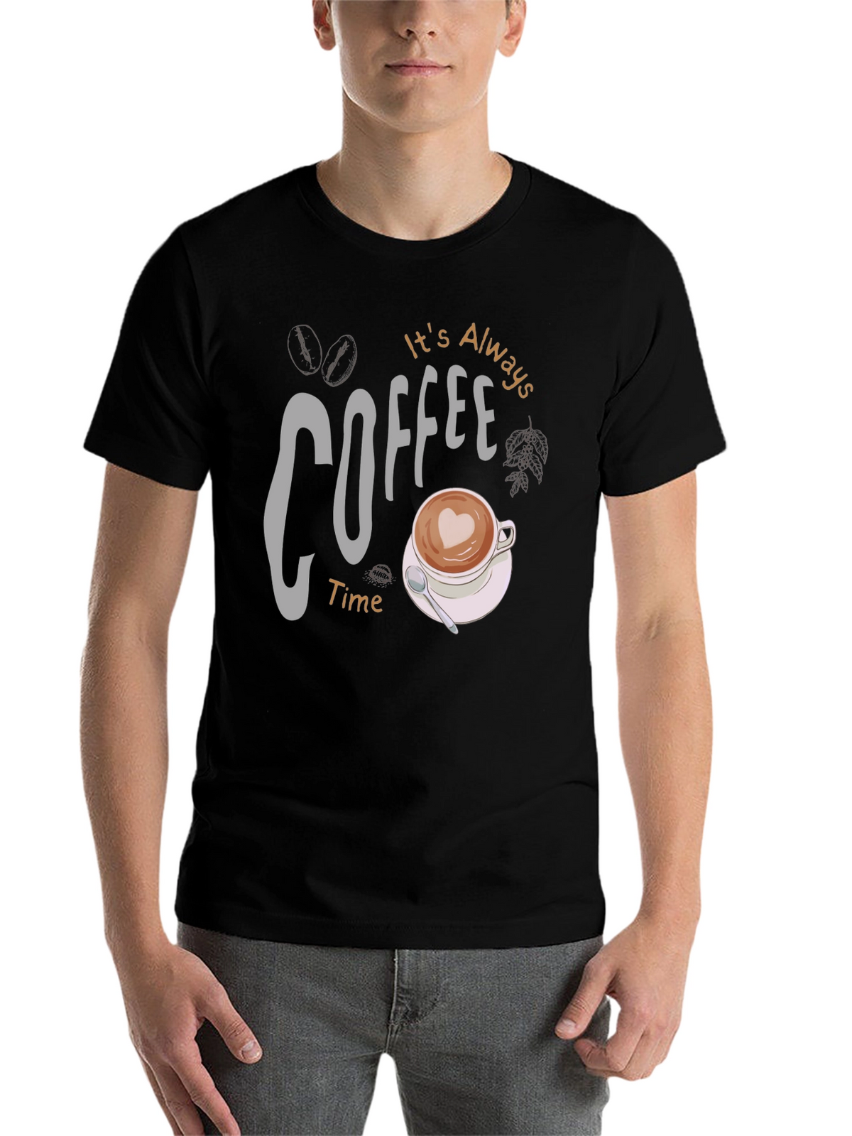 Coffee Time Graphic Tee - Black Casual Shirt
