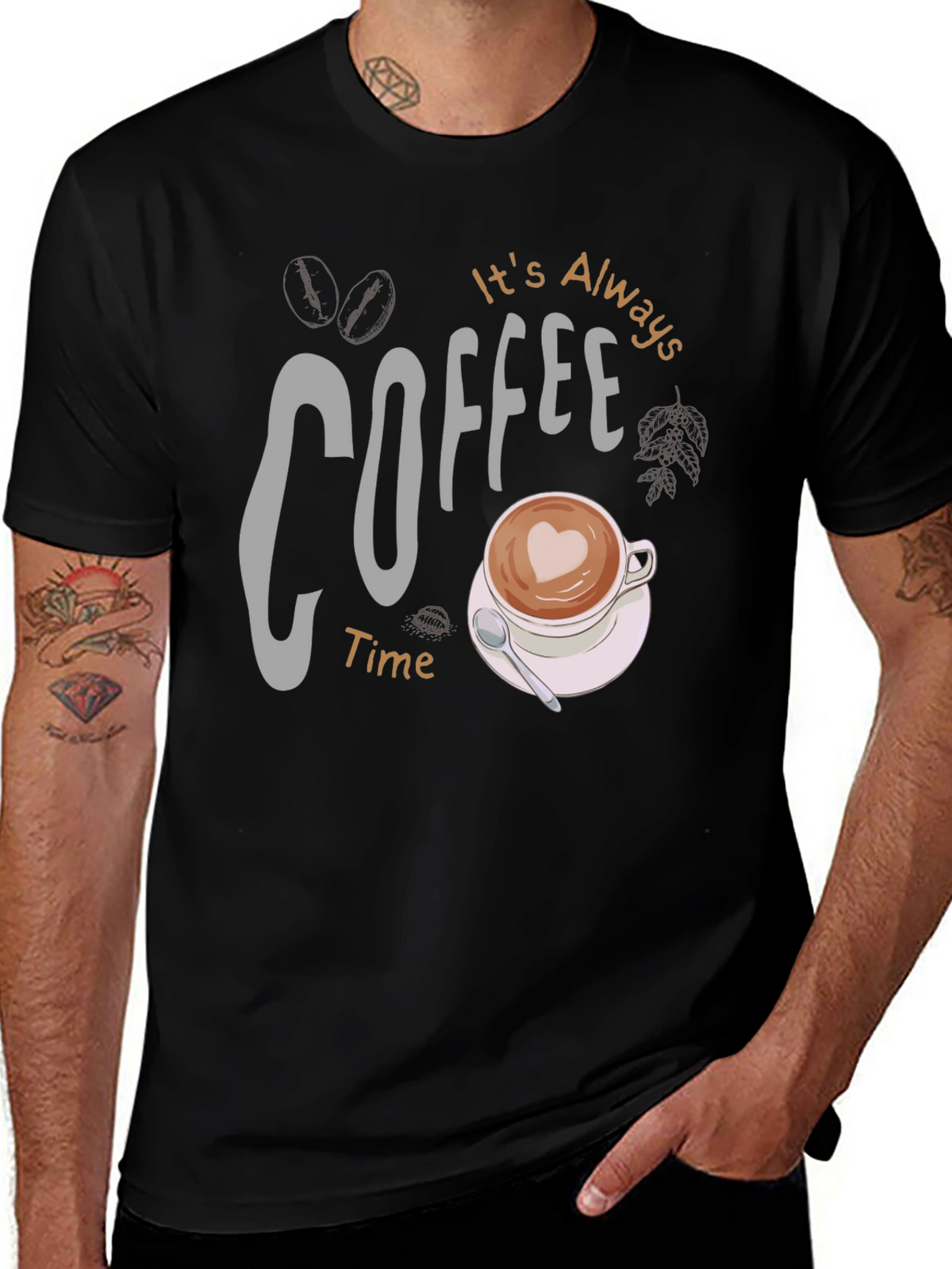 Coffee Time Graphic Tee - Black Casual Shirt