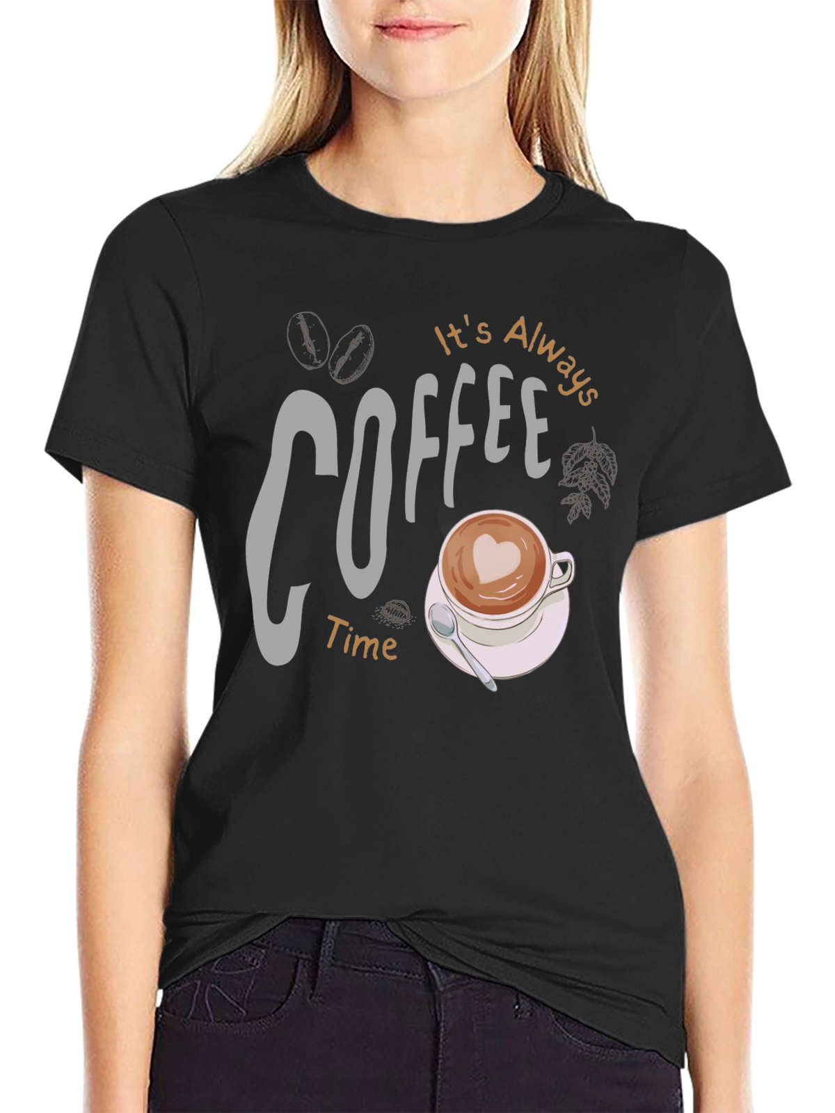 Coffee Time Graphic Tee - Black Casual Shirt