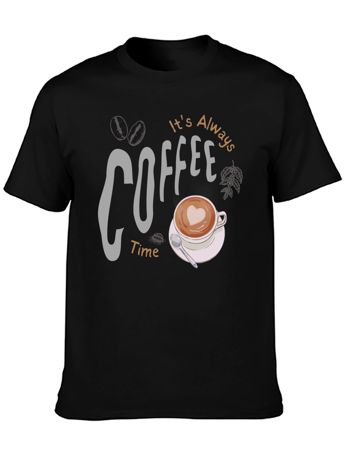 Coffee Time Graphic Tee - Black Casual Shirt