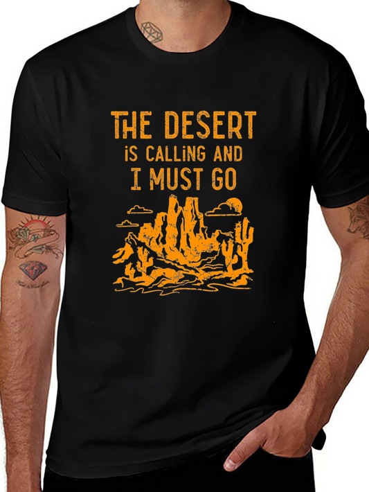 Desert Calling Graphic Tee - Black Cotton T-Shirt