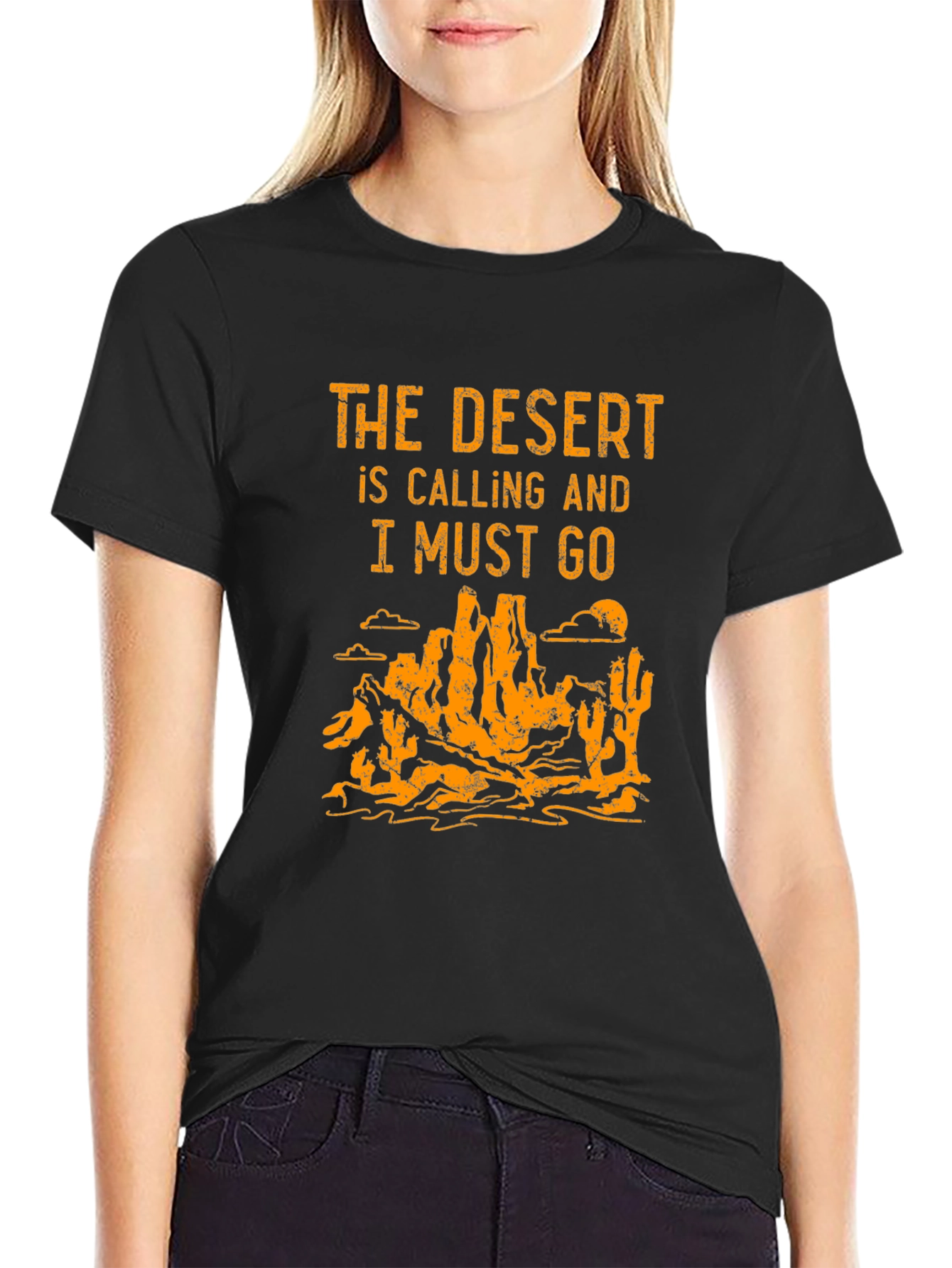 Desert Calling Graphic Tee - Black Cotton T-Shirt