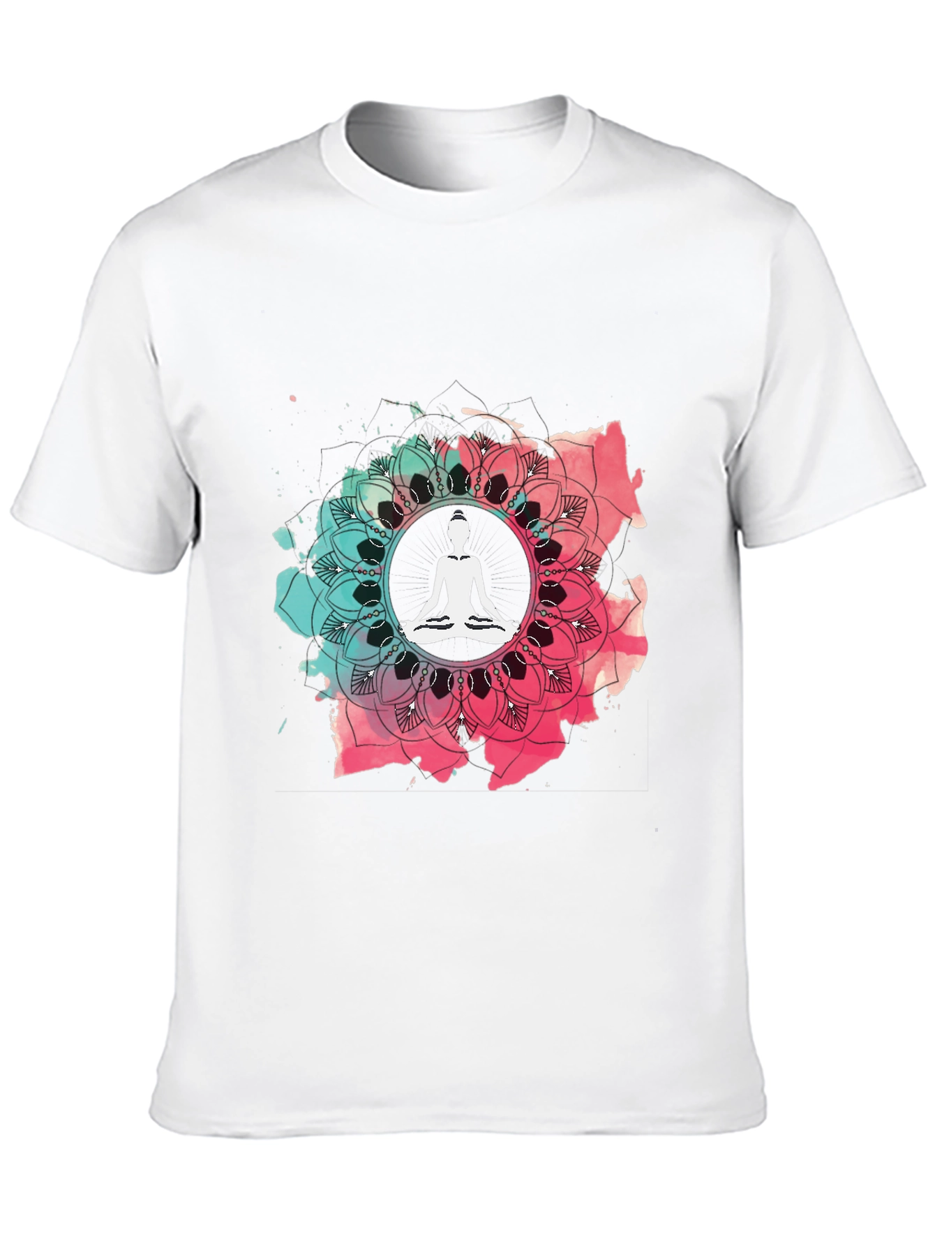 Yoga Mandala Graphic Tee - Mens Casual Black T-Shirt