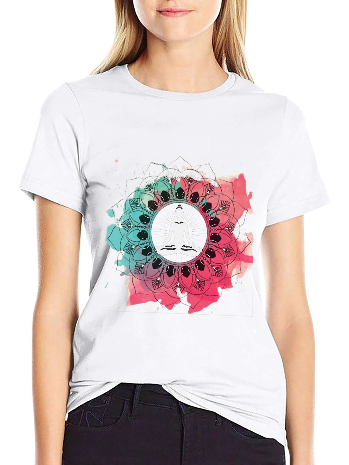 Yoga Mandala Graphic Tee - Mens Casual Black T-Shirt