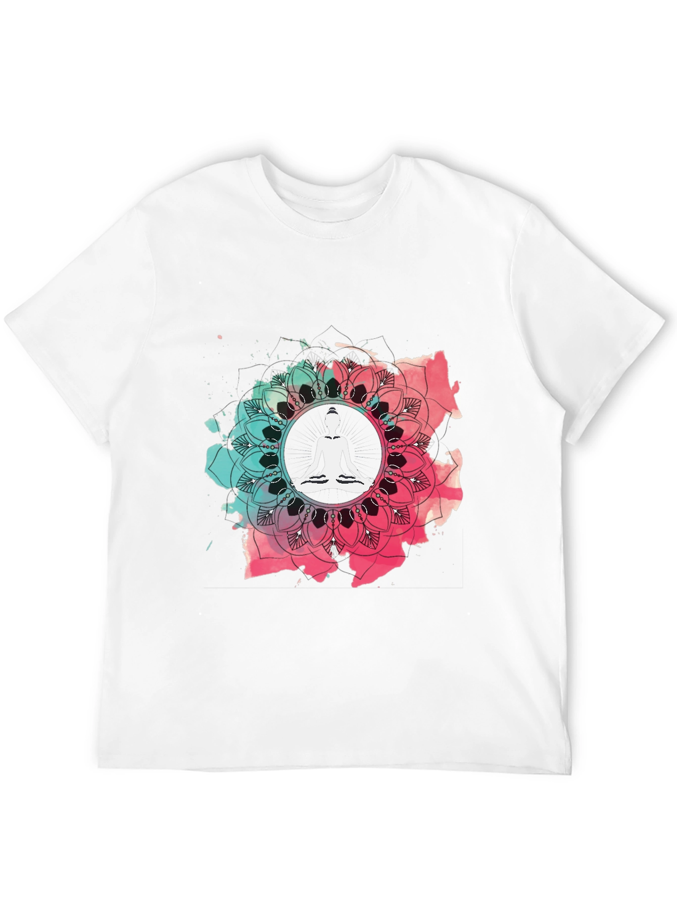 Yoga Mandala Graphic Tee - Mens Casual Black T-Shirt