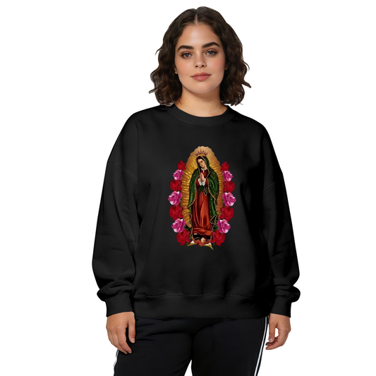 Our Lady Of Guadalupe With Roses Religious Crewneck Sweatshirt